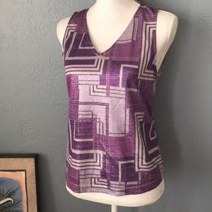 Vintage metallic top purple silver medium